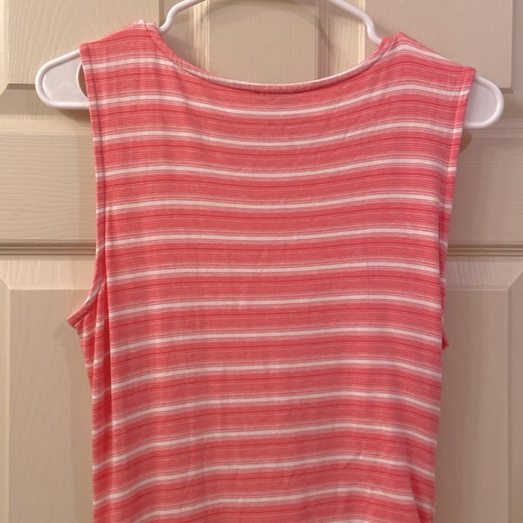 Talbots Dress Sleeveless Tie at Waist Casual Beach Pink White Stripe WM SZ M - Picture 8 of 11